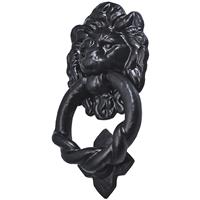 Old Hill Ironworks Door Knocker 90mm Lion Head in Black Stainless Steel
