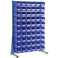 Barton Steel Louvre Panel Starter Stand with Blue Bins 1600 x 1000 x 500mm with 60 TC3 Blue Bins (60 Pk)