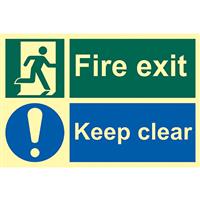 Centurion Photoluminescent Fire Exit Keep Clear Sign 300 x 200mm