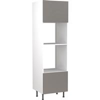 Kitchen Kit Flatpack Slab Kitchen Cabinet Tall Oven & Microwave Unit Super Gloss 600mm in Dust Grey MFC