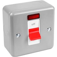 MK Metal Clad DP 32A & 50A Switch 32A Neon in Silver