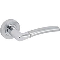 Eclipse Felisa Dual Finish Lever On Rose Door Handles Polished / Satin Chrome (Pair) in Silver