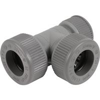 Unbranded Reducing Tee 22 x 15 x 22mm in Grey Plastic