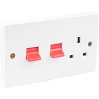 Axiom 45A DP Cooker Unit 45A DP Switch & 13A Socket in White Plastic