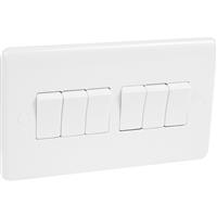 Wessex Electrical Wessex 10A Switch 6 Gang 2 Way in White Plastic