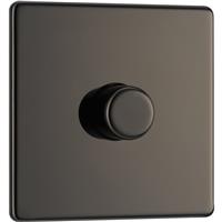 BG Screwless Flat Plate Dimmer Switch 1 Gang 2 Way in Black Nickel