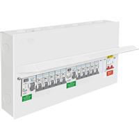 Axiom 12 Way High Integrity Type A Dual RCD Consumer Unit + 10 MCBs 12 Way in White Steel