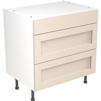 Kitchen Kit Flatpack Shaker Kitchen Cabinet Base 3 Drawer Unit Ultra Matt 800mm in Cashmere MFC