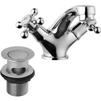 Ebb and Flo Ebb + Flo Traditional Taps Basin Mixer in Chrome Rubber/Steel