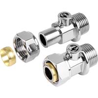 Radmaster 650 Isolating Radiator Tails 15mm x 1/2" (Pair) in Chrome Brass