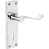 Hiatt Victorian Scroll Door Handles Lock Polished (Pair) in Chrome