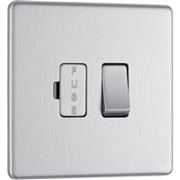 BG Screwless Flat Plate Brushed Stainless Steel 13A Spur Unit Switched Fused in Silver