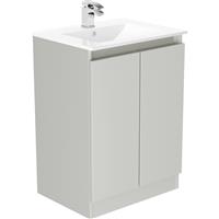 Newland Double Door Floor Standing Vanity Unit With Basin Pearl 600mm in Grey MFC