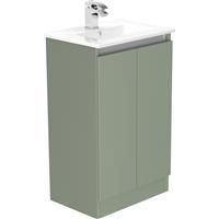 Newland Double Door Slimline Floor Standing Vanity Unit With Basin Sage 500mm in Green MFC