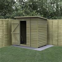 Forest Garden Overlap Pressure Treated Pent Shed 6' x 4' in Natural Timber