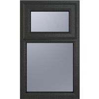 Crystal Casement uPVC Window Top Hung Opening Over Fixed Light 610mm x 1040mm Obscure Triple Glazed /White in Grey