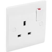 Axiom DP Low Profile Switched Socket 1 Gang in White Plastic