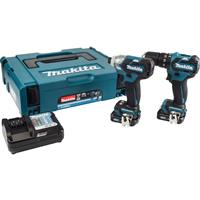 Makita 12V CXT Max Brushless Combi Drill & Impact Driver Kit 2 x 2.0Ah in Blue Steel