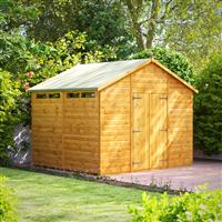 Powersheds Power Security Apex Shed 8' x 10' Double Doors in Natural Timber