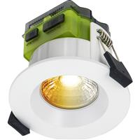 Luceco FType Mk2 Fire Rated LED Downlight Dim2Warm 4/6W 460/690lm CCT Regressed IP65 in White Steel