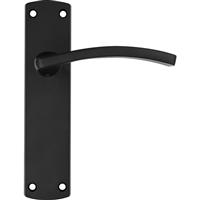 Stanza Toledo Door Handles Matt Latch (Pair) in Black Plastic