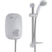 Mira Vigour Thermostatic Power Shower in White Stainless Steel