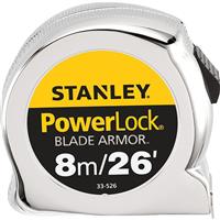 Stanley Micro Powerlock Tape Measure 8m/26' in Yellow Steel