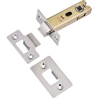 Premium Sprung Bolt Through Tubular Mortice Latch 76mm Polished in Silver Stainless Steel