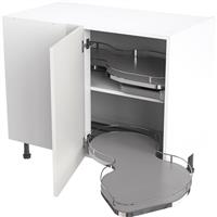 Kitchen Kit Flatpack Slab Kitchen Cabinet Pull Out Base Blind Corner Unit Super Gloss 1000mm Right Hand in White MFC