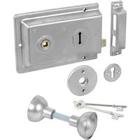 ERA Rim Lock with Handles Satin Chrome in Silver