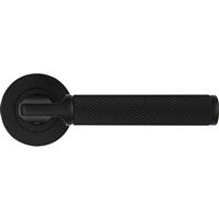 Stanza Bilbao Lever on Rose Door Handles Matt (Pair) in Black Aluminium