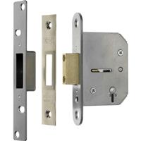 ERA Viscount 5 Lever Mortice Deadlock 76mm Satin in Chrome Steel