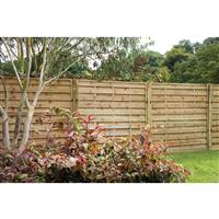 Forest Garden Pressure Treated Horizontal Hit & Miss Fence Panel 6' x 4' (3 Pack) in Natural Timber