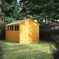Power Apex Shed 12' x 8' - Double Doors in Natural Timber