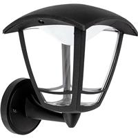 Luceco LED 4 Panel Coach Lantern IP44 8W 640lm Bottom Arm in Black Polycarbonate
