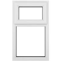 Crystal Casement uPVC Window Top Hung Opening Over Fixed Light 1190mm x 1115mm Clear Triple Glazed in White