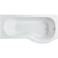 Nuie P Shaped Shower Bath with Panel and Leg Set 1700mm Right Hand in White Acrylic