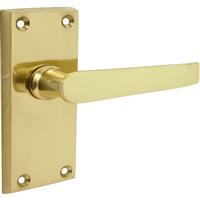 Unbranded Victorian Straight Door Handles Short Latch Brass (Pair) in Gold