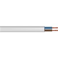 Pitacs 2 Core Round Flex Cable (2182Y) 0.75mm2 Drum (50m) in White