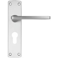 Stanza Leon Door Handles Satin Euro Lock (Pair) in Silver Plastic