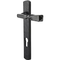 Old Hill Ironworks Barley Twist Narrow Plate Suite Lever Euro Handles 220mm x 30mm (Pair) in Black Cast Iron