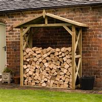 Forest Garden Large Apex Wall Log Store 214cm(h) x 209cm(w) x 86cm(d) in Natural Timber