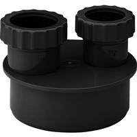 Aquaflow Double Waste Adaptor 32/40mm in Black