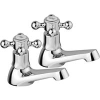 Ebb and Flo Ebb + Flo Traditional Taps Basin Pillar (2 Pack) in Chrome Rubber