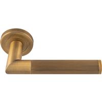 Serozzetta Trend Lines Lever On Rose Door Handles Antique (Pair) in Brass