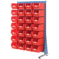 Barton Steel Louvre Panel Adda Stand with Red Bins 1600 x 1000 x 500mm with 28 TC5 Red Bins (28 Pk)