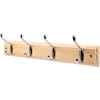 Chrome on Hook Rail 4 Hook in Pine