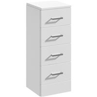 Nuie Mayford 4 Drawer Compact Floorstanding Unit Gloss 300mm in White MFC