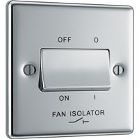 BG Polished Fan Isolator Switch 10A 3 Pole in Chrome Steel