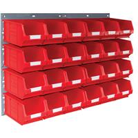 Barton Steel Louvre Panel with Red Bins 641 x 457mm with TC3 Red Bins (24 Pk)